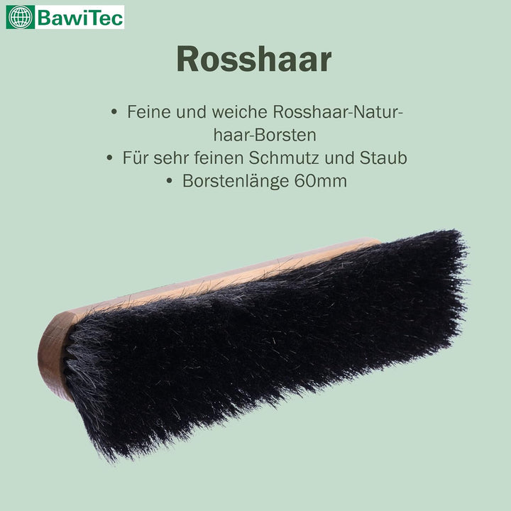 BawiTec Qualitäts Rosshaarbesen mit sehr weichen Borsten Zimmerbesen mit Teleskopstiel max. 200cm La