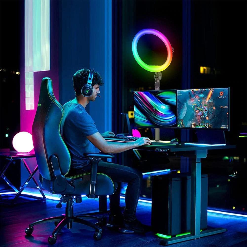VIJIM K10 RGB Desktop-Ringlampe mit ausziehbarem Stativ und Tischklemme