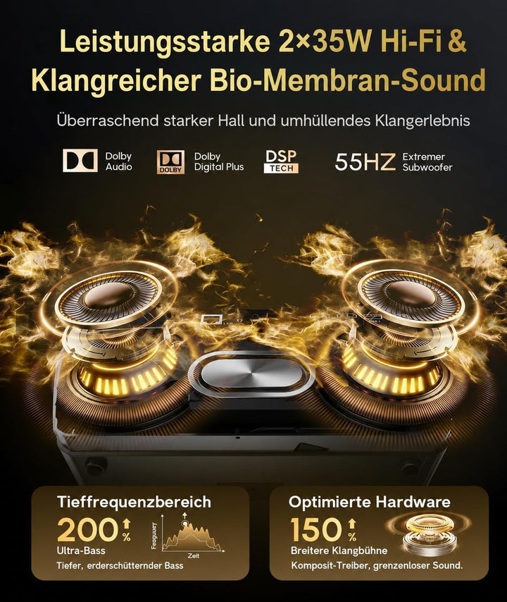 4K-Beamer für Tageslicht [Netflix] 2400 ANSI-Lumen, HDR10+, Ultra HD, HDMI eARC, Smart-Beamer für He