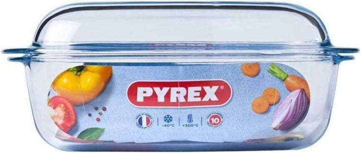 Pyrex 466000 Kasserolle eckig, Glas, 2,4 l Deckel