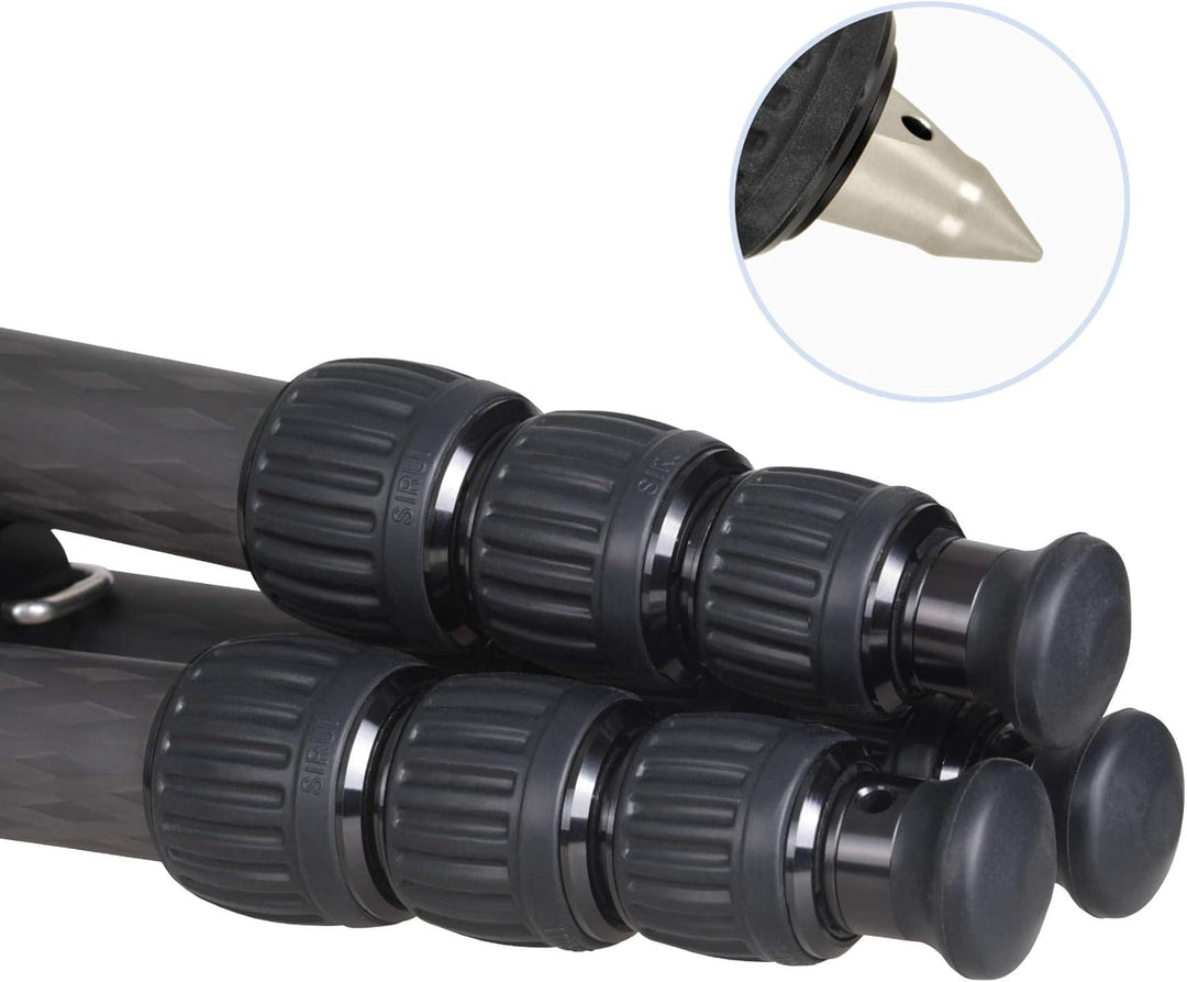 Sirui R-2214X Dreibeinstativ mit Mittelsäule und 75 mm Adapterhalbschale, 10x Carbon, Schwarz, R-221