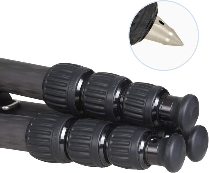 Sirui R-2214X Dreibeinstativ mit Mittelsäule und 75 mm Adapterhalbschale, 10x Carbon, Schwarz, R-221