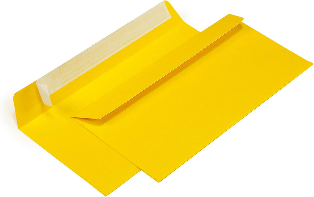 Briefumschläge DIN lang C6/5 114x229 mm gelb 120 g/m² mit Fenster haftklebend (204AF) (500), 500