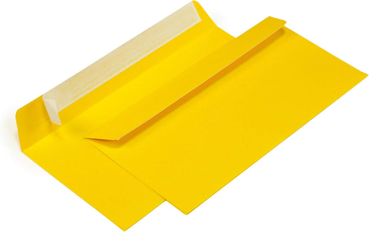 Briefumschläge DIN lang C6/5 114x229 mm gelb 120 g/m² mit Fenster haftklebend (204AF) (500), 500