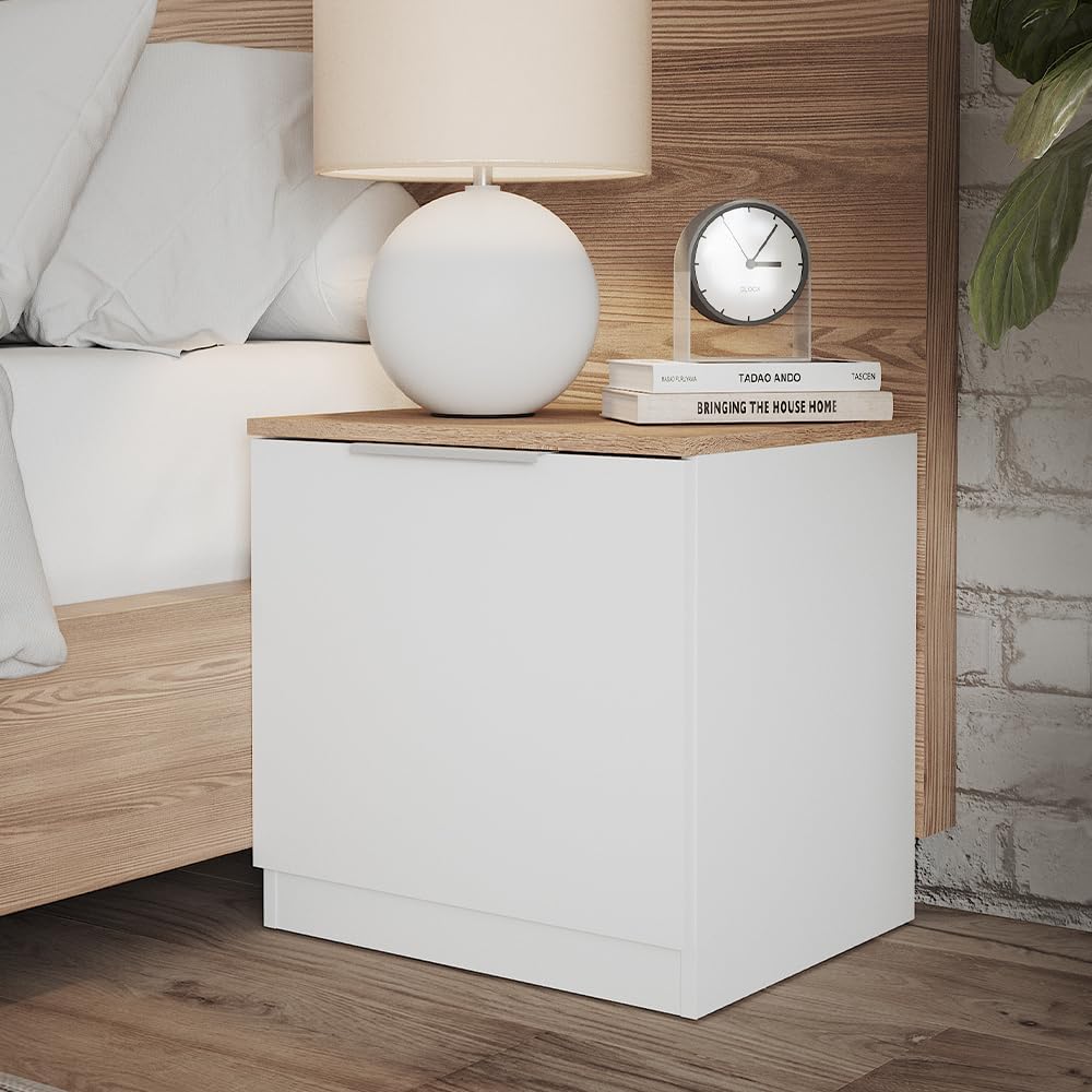 Vicco Nachttisch Betti, Nachtkommode, Weiss/Sonoma, 50 x 50 cm 2er Set Weiss/Sonoma 2 Nachttische, W