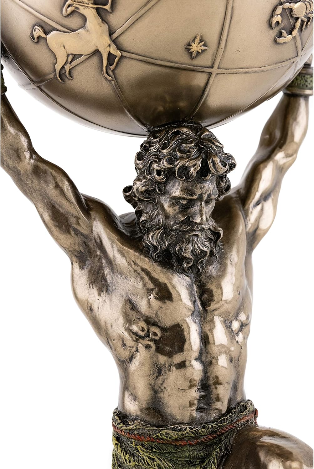Atlas Skulptur H 31,8 cm Griechische Gott von Himmel und Astronomie Desktop Büro Statue mit versteck