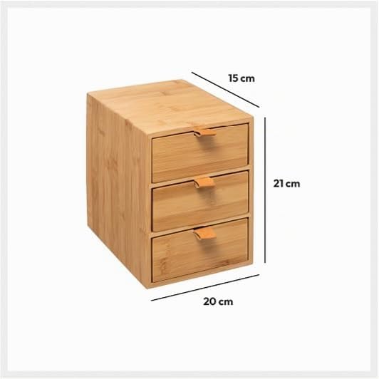 5five - box mit 3 schubladen bambus lederriemen