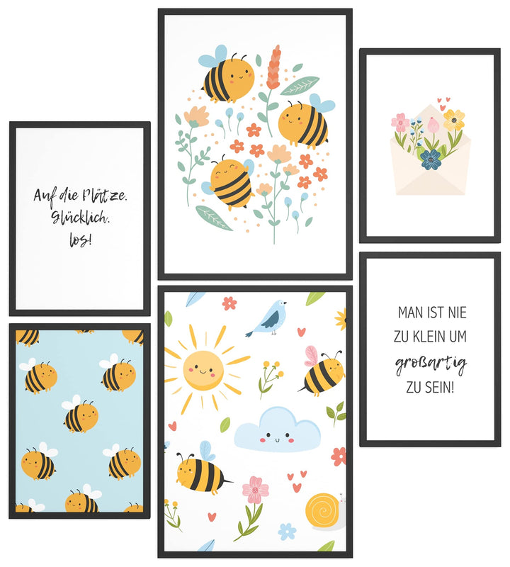 Papierschmiede® Bilder Kinderzimmer Kids Mood Poster Set Bienen, Kinderzimmer Bilder Babyzimmer Deko