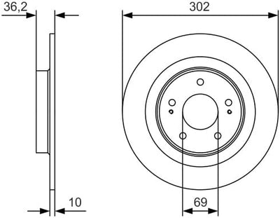 Bosch BD2005 Bremsscheiben - Hinterachse - ECE-R90 Zertifizierung - zwei Bremsscheiben pro Set