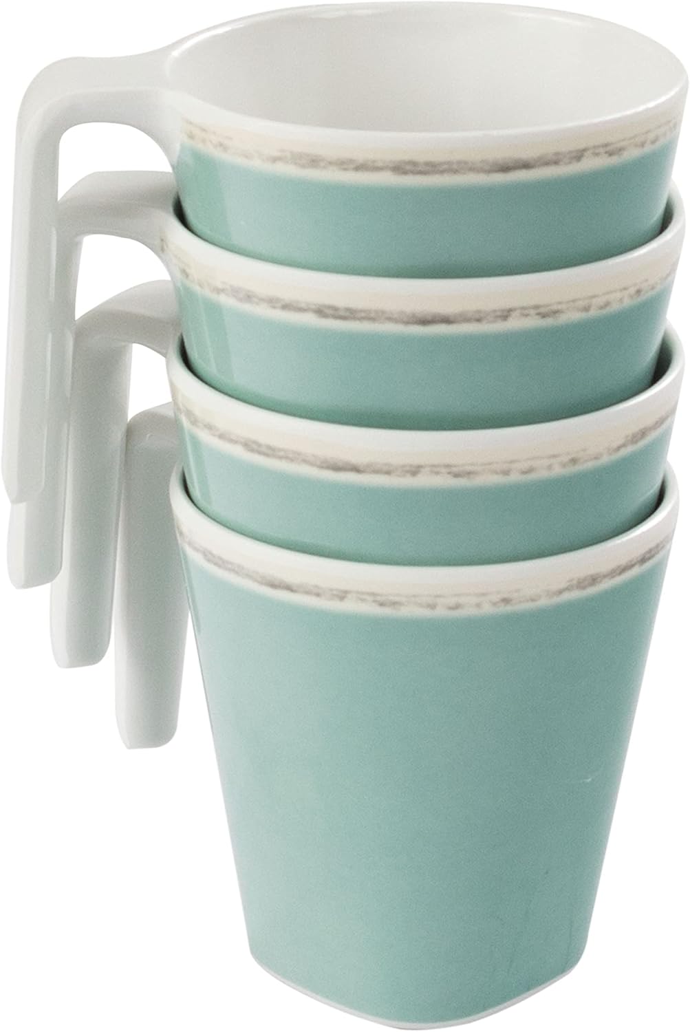Melamin Camping Tassenset pastellgrün 4 Tassen á 350 ml - Campinggeschirr Geschirr Personen Picknick
