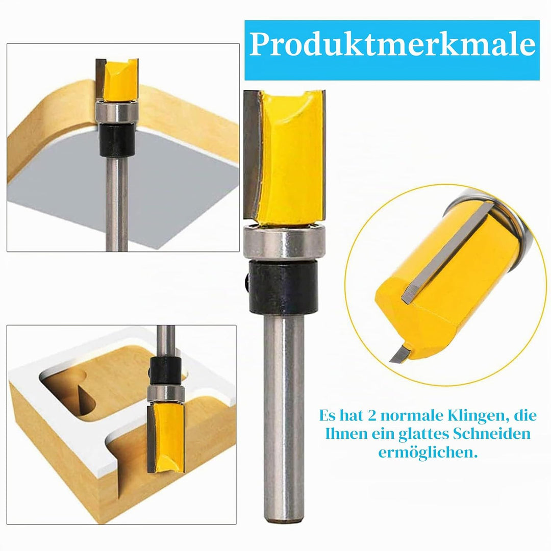 Yuentoen 4 Stück Bündigfräser Kugellager Oben, Bündigfräser 1/4 Zoll Schaft, Ent Bündigfräser, Kante