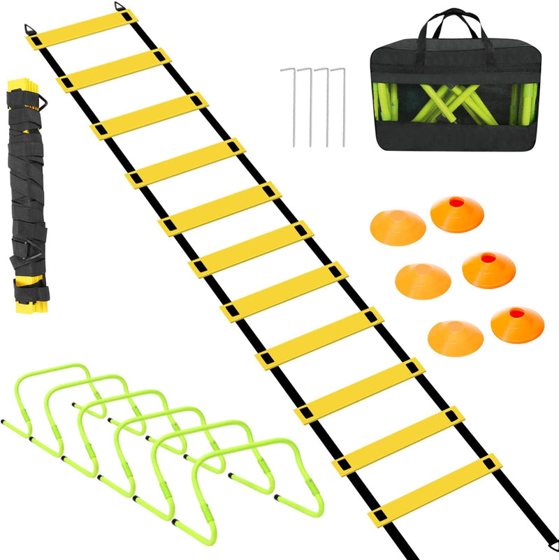 Vigevee Speed & Agility Training Set Koordinationsleiter, Trainingsset Enthält 1 Agility Leiter, 6