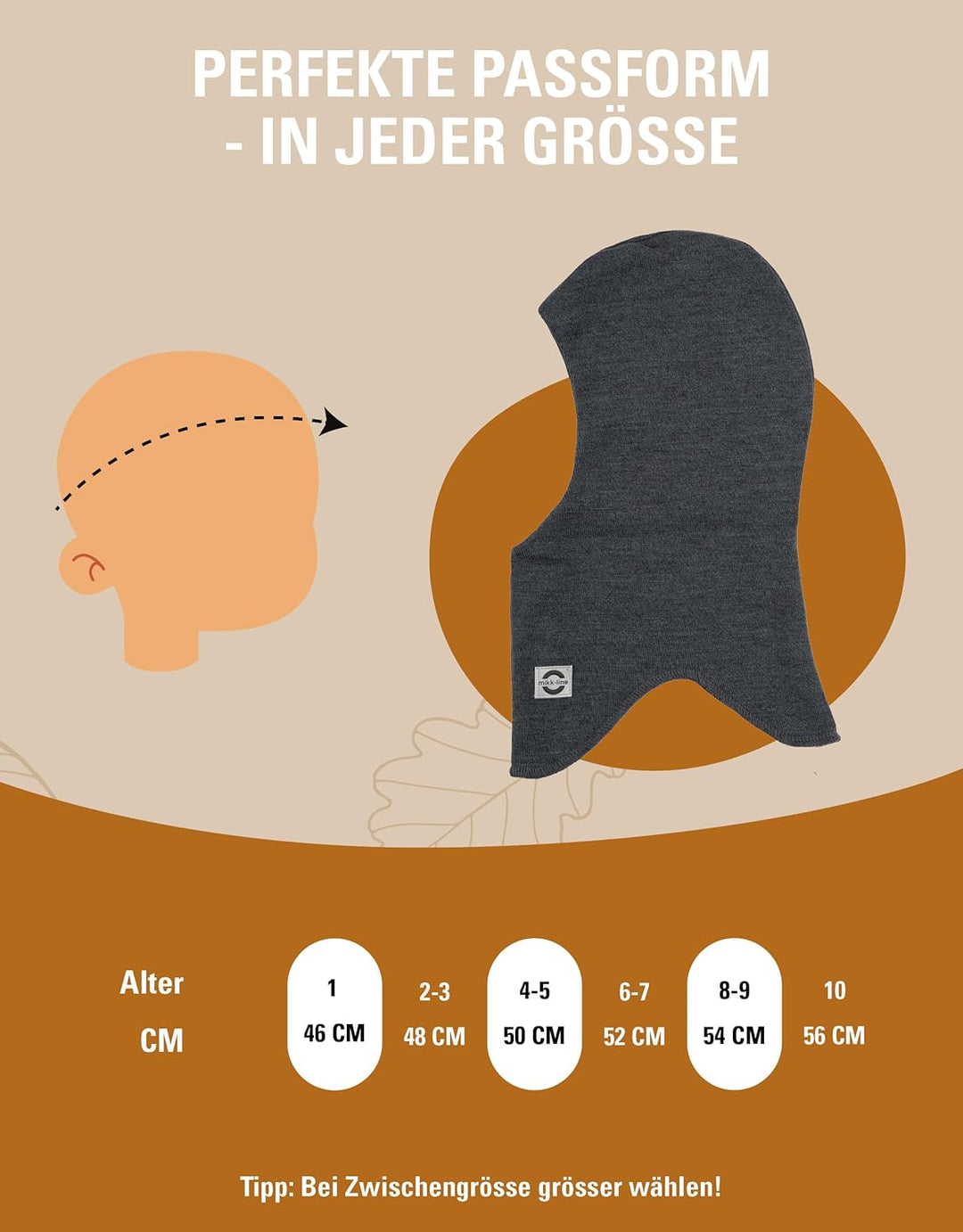 Mikk-line Schalmütze Kinder | Balaclava Kinder - 100% mulesingfrei | Isolierend Wolle Schlupfmütze |