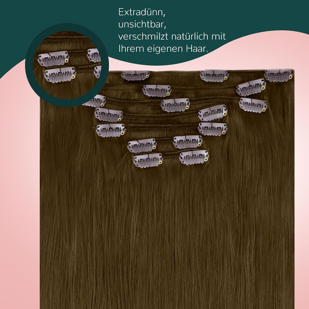 Easyouth Extension Echthaar Clip in Braun Extensions Clip in Echthaar Remy Clip in Haarverlangerung