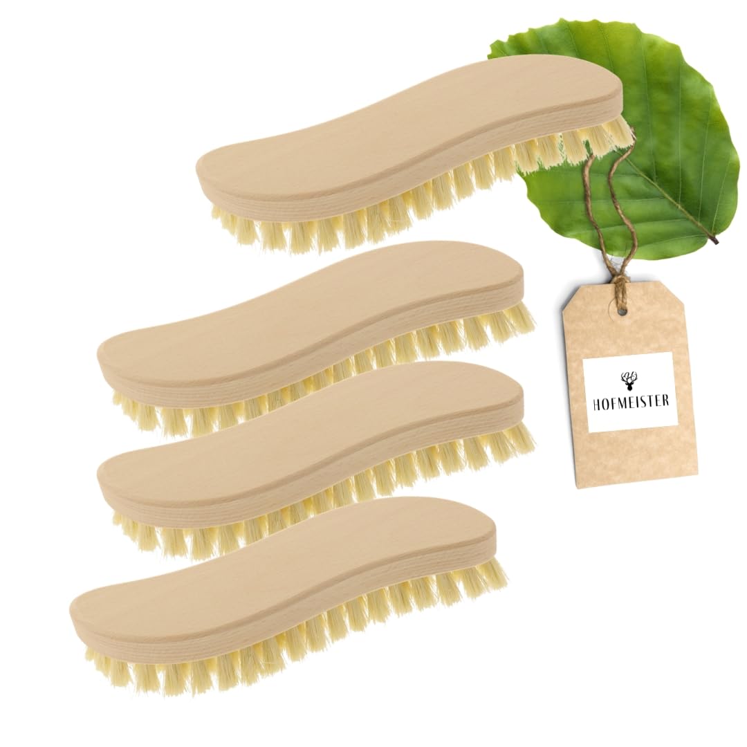 4X HOFMEISTER® Holz-Scheuerbürste, 21 cm, für Starke Verschmutzungen, stabile Fibre-Natur-Borste, ve