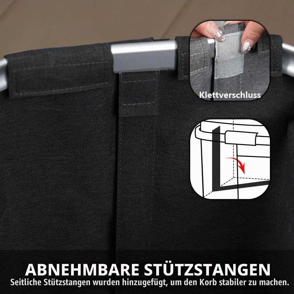 2pcs Tragekorb Faltbar 30L Einkaufskorb Gross Picknickkorb mit Gepolsterten Griffen Klappkorb Einkau