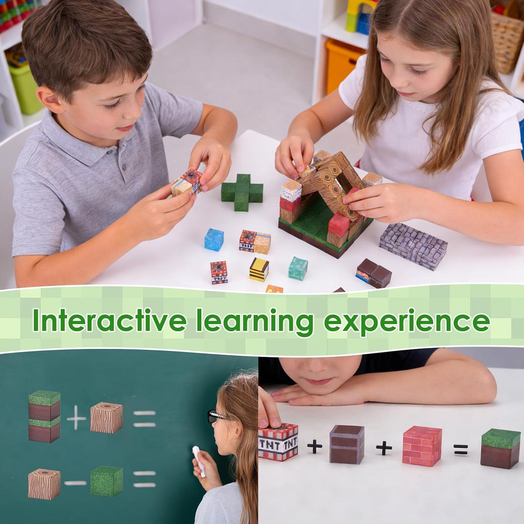 Magnetische Bausteine, 100 Stück Wald Magnetic Building Blocks, Kreative Magnetsteine Würfel Spiel S