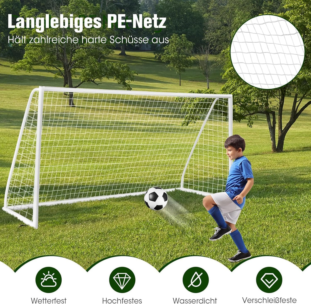 COSTWAY Fussballtor, Fussballtore Garten wetterfest, Fussballtor mit hochfestem Netz &amp; Metallrahmen