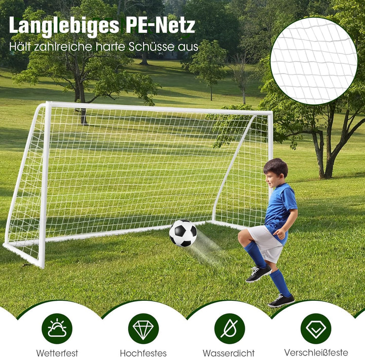 COSTWAY Fussballtor, Fussballtore Garten wetterfest, Fussballtor mit hochfestem Netz &amp; Metallrahmen