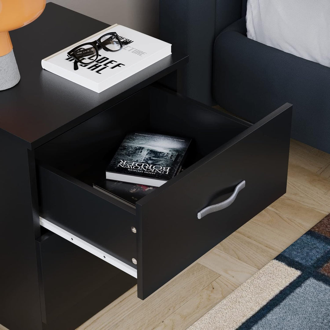 Vida Designs schwarz Nachttisch Schublade, Nachttisch, 2 Schubladen, Nachttisch, Metall Griffe & Läu