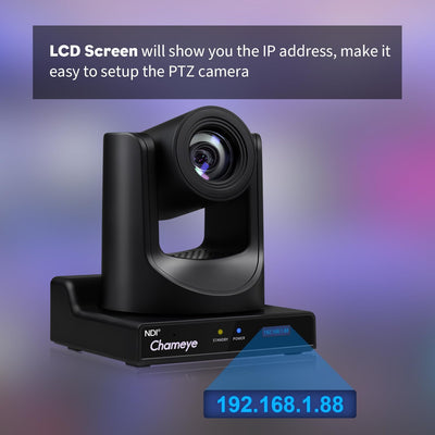 Chameye NDI PTZ Camera 30x Optical Zoom AI Auto Tracking PTZ Camera with LCD Display, NDI 3G-SDI IP