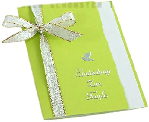 10 x Einladung Einladungskarte Taufe Einladungen KT002 in verschiedenen Farben erhältlich (hellgrün)