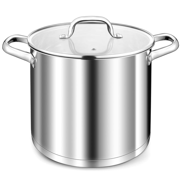 TEAMFAR Kochtopf 10L, Edelstahl Gross Topf Nudeltopf Induktion mit 3-Lagen Boden für alle Herdarten,