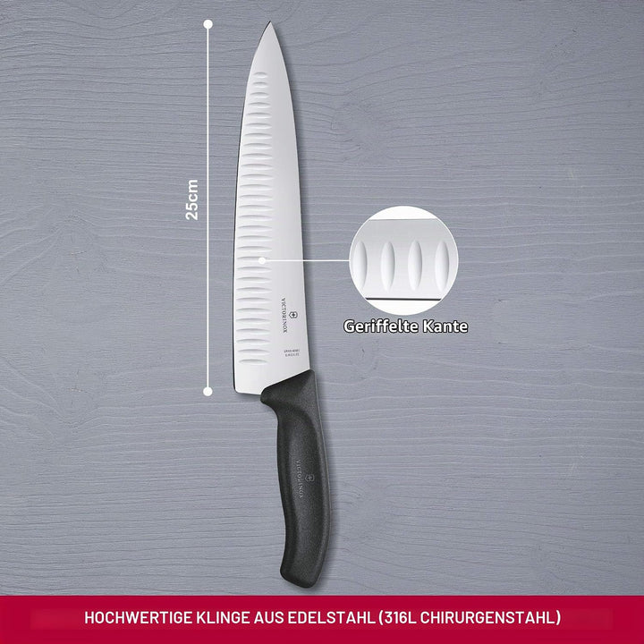 Victorinox, Swiss Classic, Profi Tranchiermesser, Extra Scharfe Klinge, Kullenschliff, 25 cm, Robust