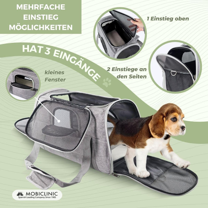 Mobiclinic® Pets, Hundebox, Bronco, Faltbar, Trolley-Gurt, Belüftung, Multi-Access, Verstellbar, 48x