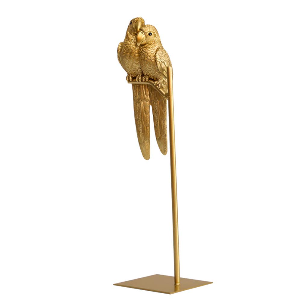 BESPORTBLE Papagei Figur Paar Papagei Statue Golden Papagei Auf Ständer Desktop Ornament Wohnzimmer