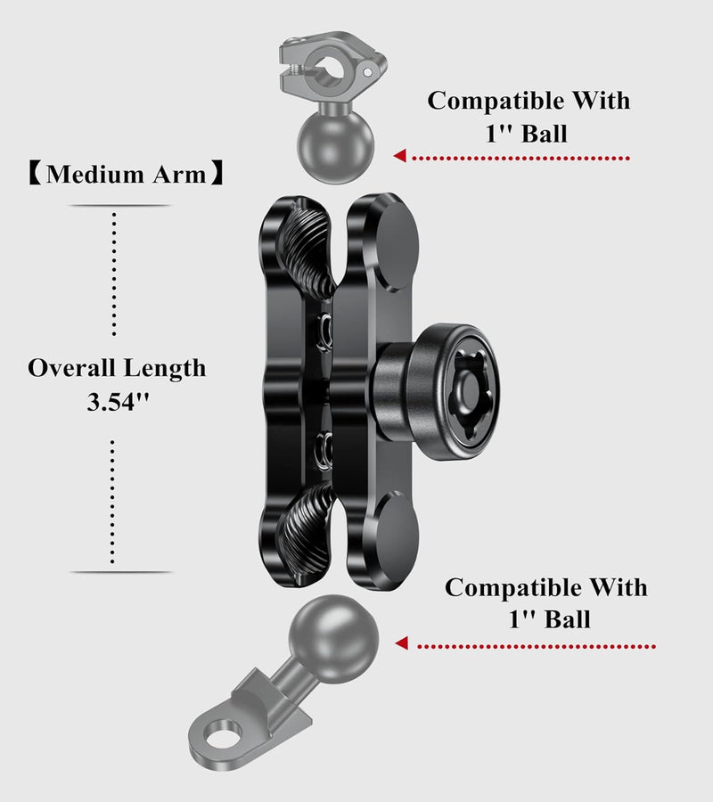 BRCOVAN Diebstahlschutz Doppelsockelarm Aluminiumlegierung (Mittlerer Arm) Kompatibel mit RAM Mounts