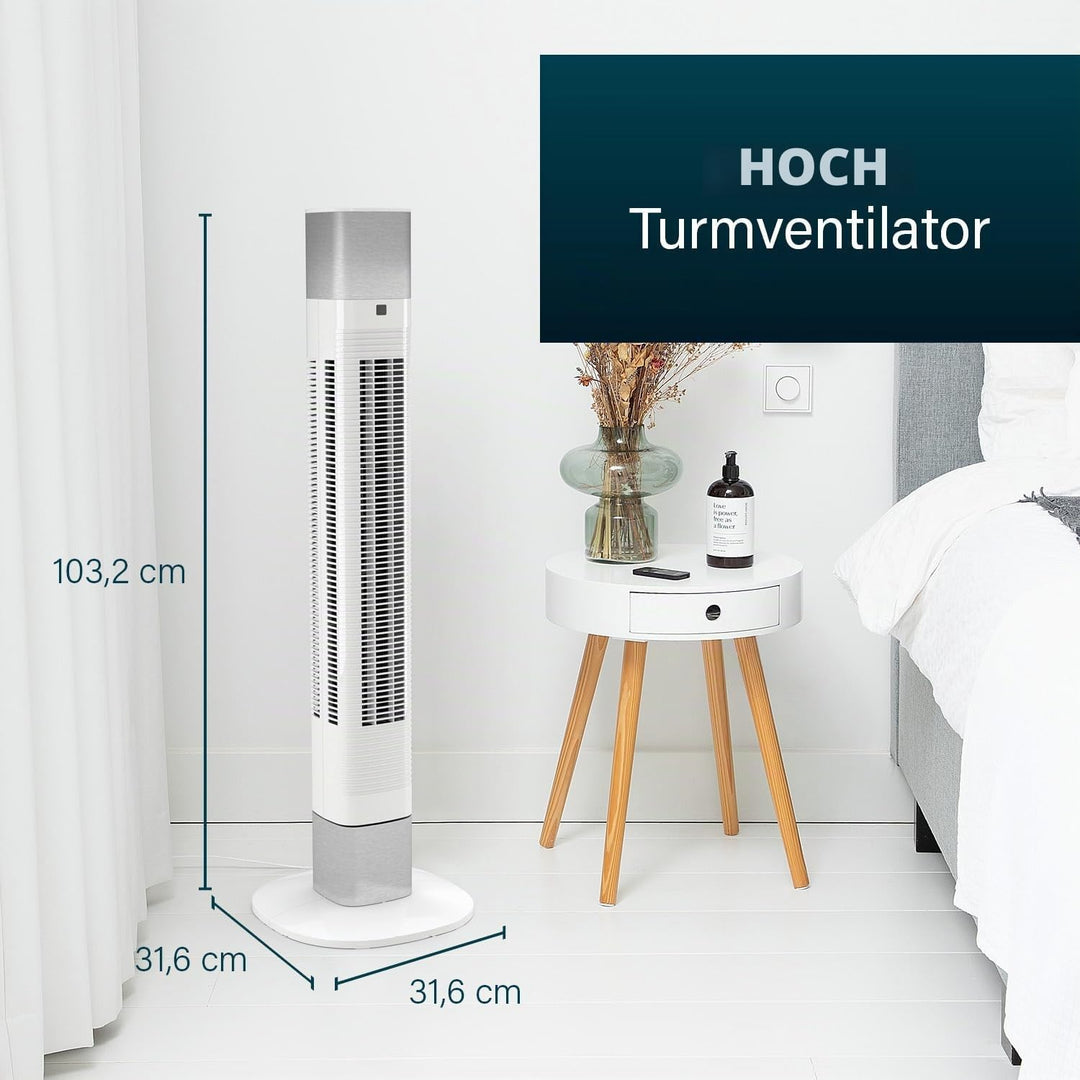 Princess Geräuscharmer Turmventilator - Höhe 103 cm - 3 Modi & 3 Geschwindigkeiten - Oszillation - S