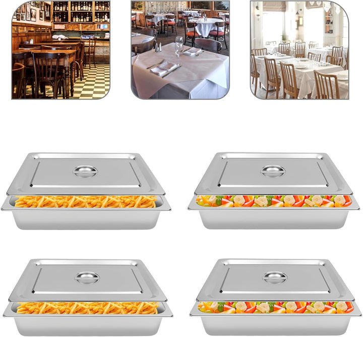 4 Stück Behälter Edelstahl Gastronormbehälter Frischhaltedose Chafing Dish Tief Stapelbar Stapelbare