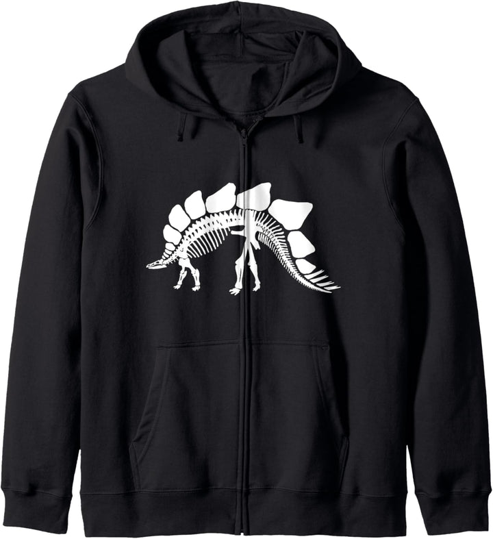 Stegosaurus Dinosaurier Fossil Skelett (weisses Logo-Design) Kapuzenjacke