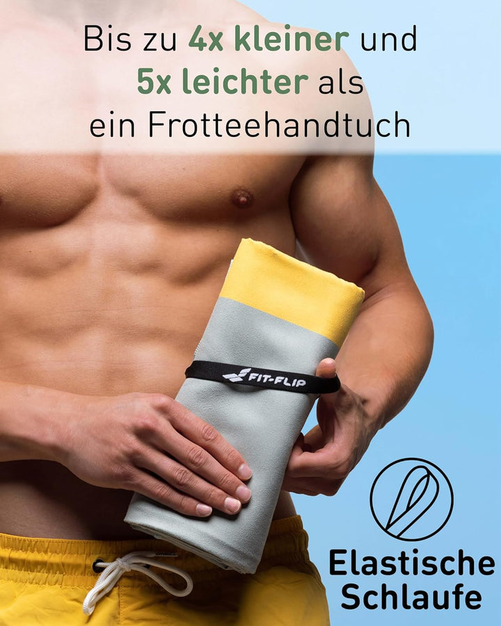 Fit-Flip Strandtuch XXL aus Mikrofaser - leicht und schnelltrocknend - 100% recyceltes Strandhandtuc