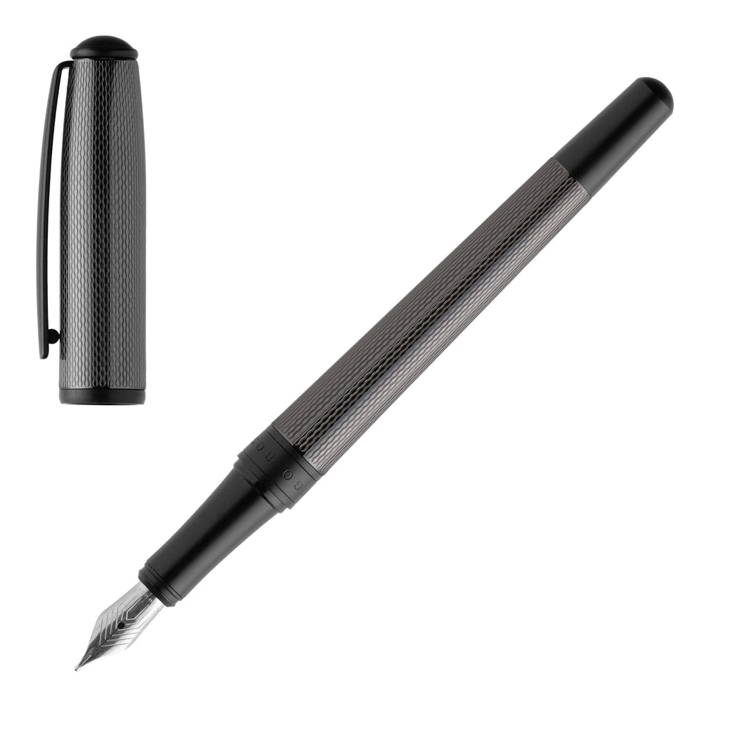 Hugo Boss Essential Glare Füllfederhalter Dunkelgrau Messing Poliert, Masse: 14,3cm, HSY0562A