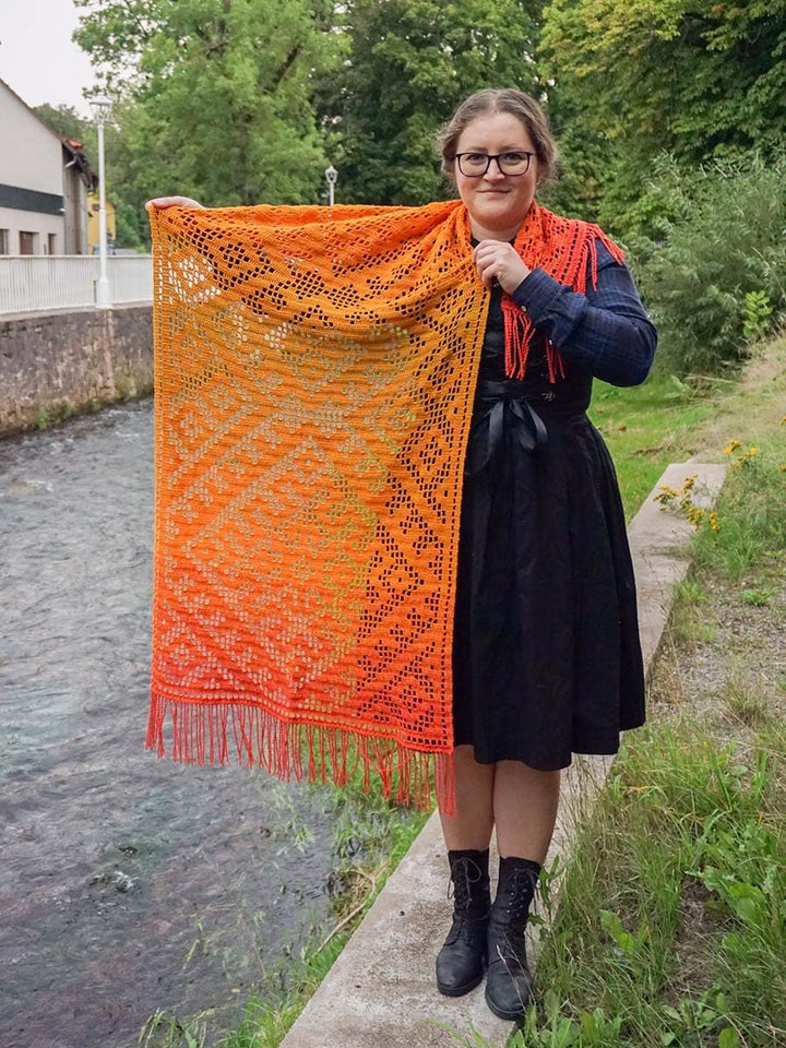 Ombré Garn Darova Filet-Schal Häkelset 4-fädig 1,500m inklusive Anleitung (DA0006), DA0006