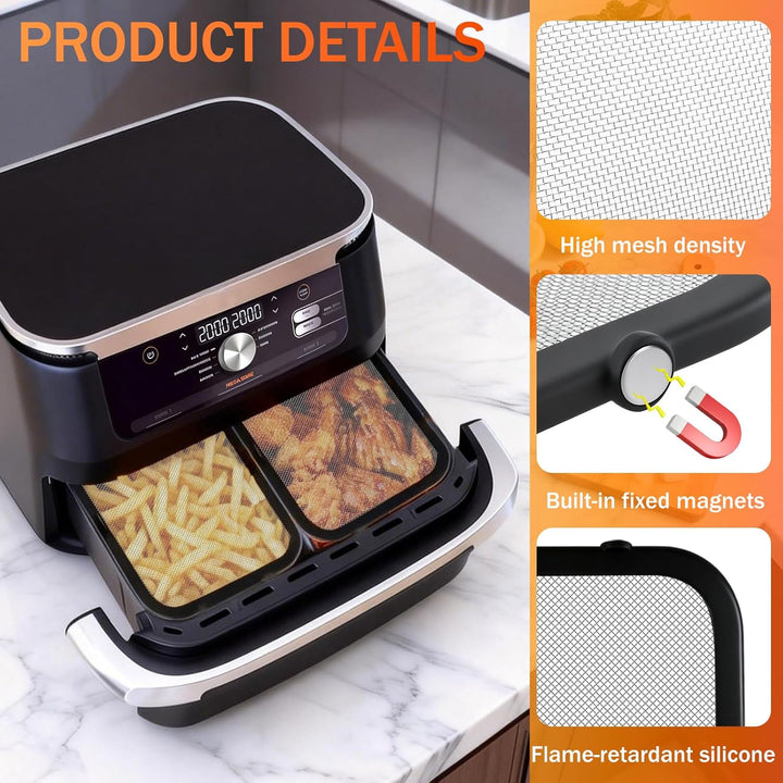 2 Stück Edelstahl Spritzschutz Heissluftfritteuse Zubehör für Ninja Foodi FlexDrawer Dual Zone AF500