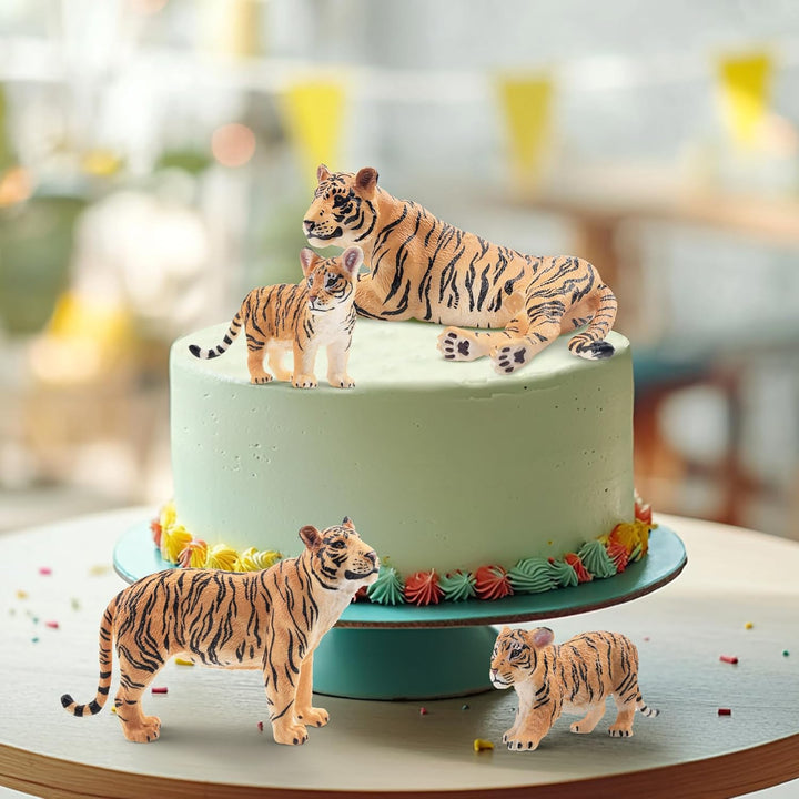 TOYMANY 6 Stück Tiger Tiere-Figuren mit Tigerjungen, Dschungeltierfiguren Spielzeugfiguren, Familien