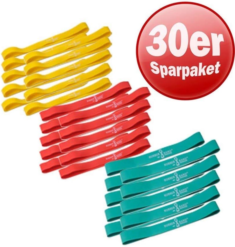 Dittmann Rubberband 30er Set 3 Widerstände Training Functional Kraft Workout Masse: 1,8 cm x 27,5 cm
