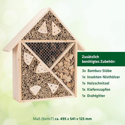 GARDIGO® Insektenhotel Bausatz Grundmodell I Insektenhaus, Nisthilfe für Wildbienen, Marienkäfer, Fl