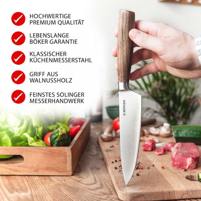 BÖKER SOLINGEN® Core Küchenmesser klein - geschmiedetes Chefmesser 16 cm extrem scharf - Premium Koc