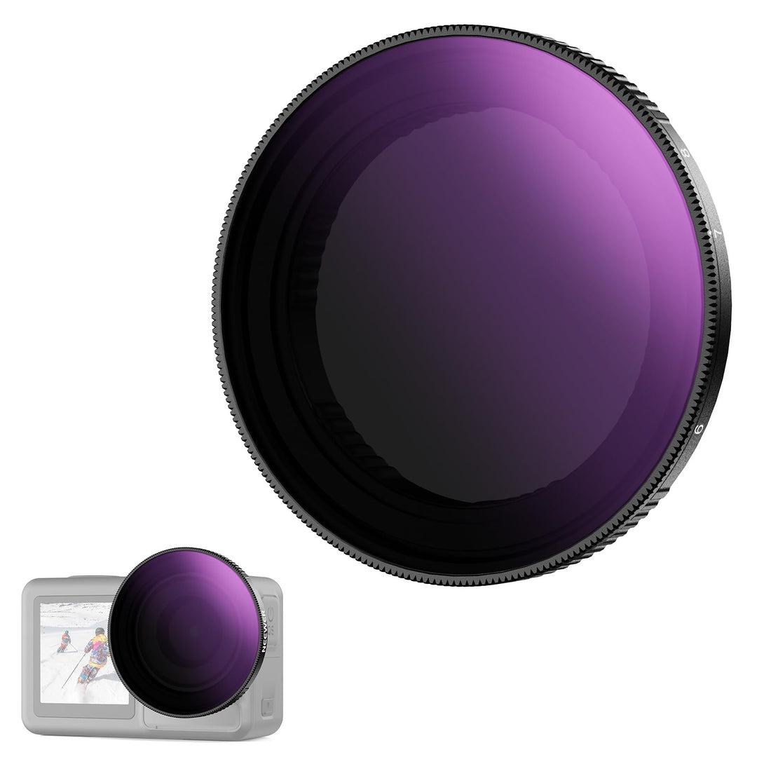 NEEWER Variabler ND Filter kompatibel mit DJI Osmo Action 5 Pro/4/3, ND64-256, 6-8 Stop, Snap On, me