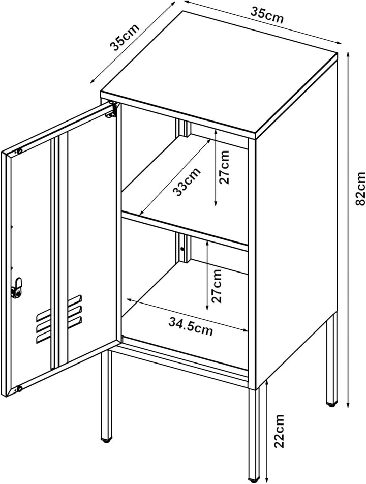 [en.casa] Nachtschrank Hausjärvi Nachttisch 82 x 35 x 35 cm Nachtkästchen Beistelltisch mit 1 Tür Me
