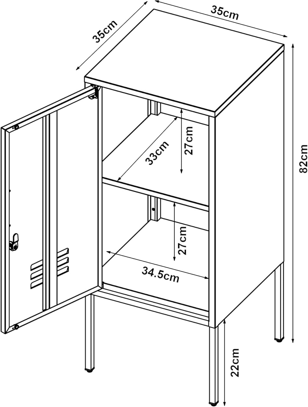 [en.casa] Nachtschrank Hausjärvi Nachttisch 82 x 35 x 35 cm Nachtkästchen Beistelltisch mit 1 Tür Me