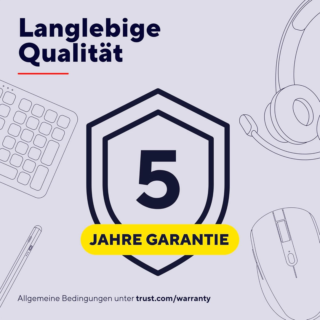 Trust Roha II Kopfhörer Kabellos Bluetooth mit Dual ENC Mikrofon, 85% Recyclingkunststoff, Aufladbar