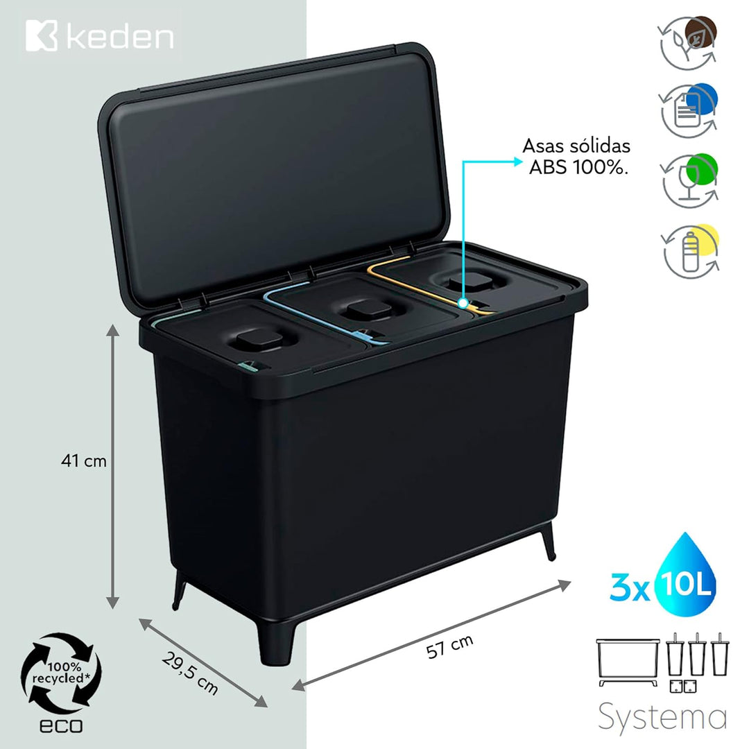 Recycling-Sortiersystem 3 x 10 Liter KEDEN
