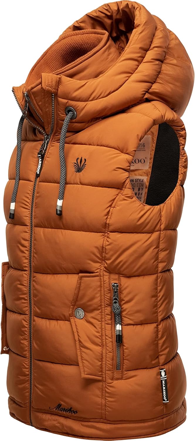 MARIKOO Damen leichte Übergangsweste Steppweste mit Kapuze Taisaa XS-3XL XS Rusty Cinnamon, XS Rusty