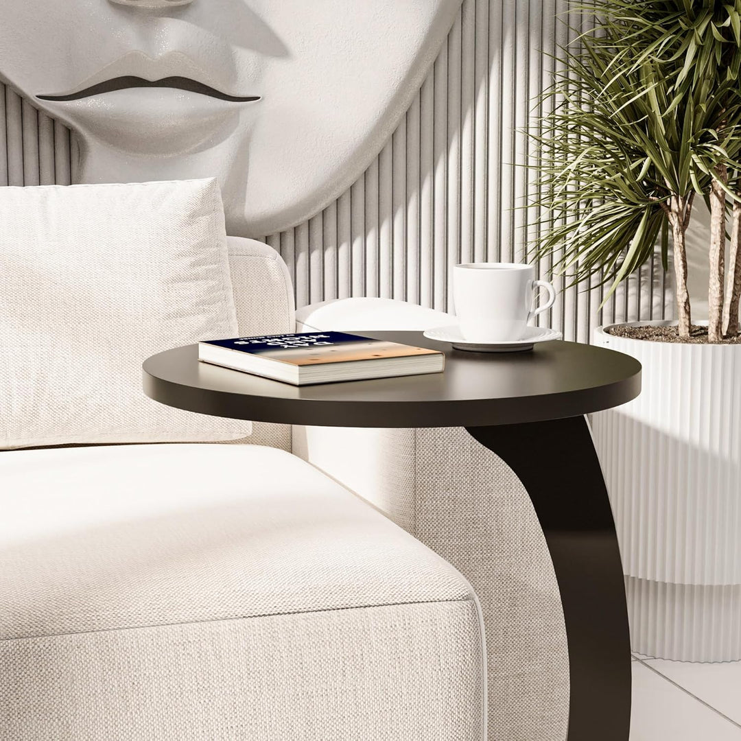 Tubibu C Form Kleiner Beistelltisch, Runder Tisch als Ablagefläche für Couch und Sofa mit Rollen, Ro