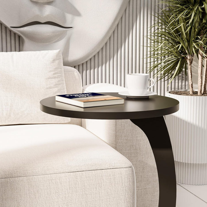 Tubibu C Form Kleiner Beistelltisch, Runder Tisch als Ablagefläche für Couch und Sofa mit Rollen, Ro